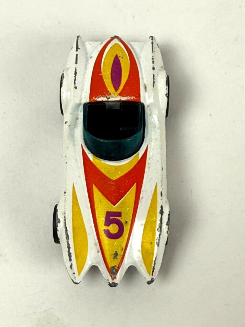 Vintage 1970's Hot Wheels Second Wind Diecast Car Mattel 1976 White 1:64 Mach 5